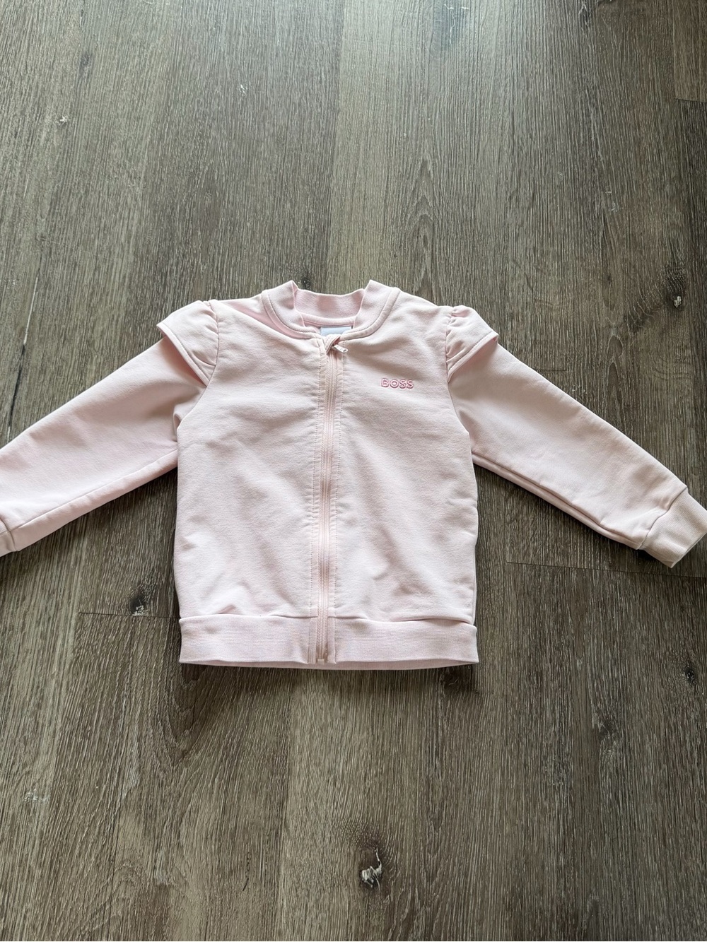 BOSS Light Pink Zip-Up Girls Sweatshirt